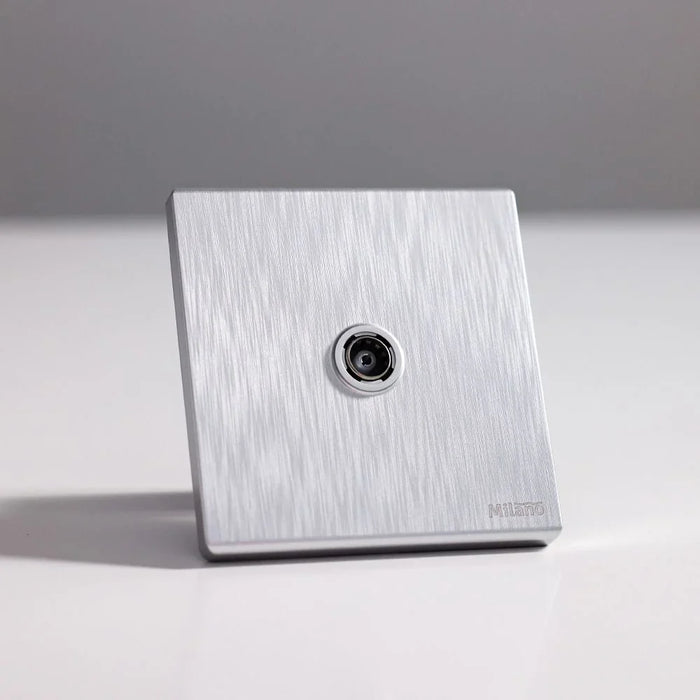 Milano Aura Switch - Brushed Silver, Fire Retardant PC Material, 25-Year Warranty, Ideal for Home, Office & Hotel Use, 220V-250V, Durable & Stylish
