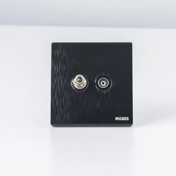Milano Tv And Satellite Outlet Cable Socket For Modern Home Electrical Switches Sockets Outlets For Home Appliances Computers Aura Blk