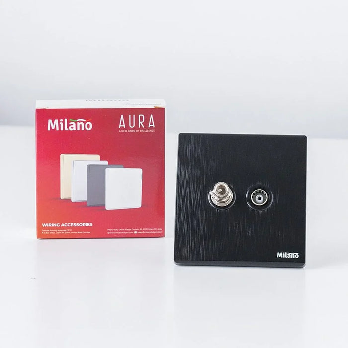 Milano Tv And Satellite Outlet Cable Socket For Modern Home Electrical Switches Sockets Outlets For Home Appliances Computers Aura Blk