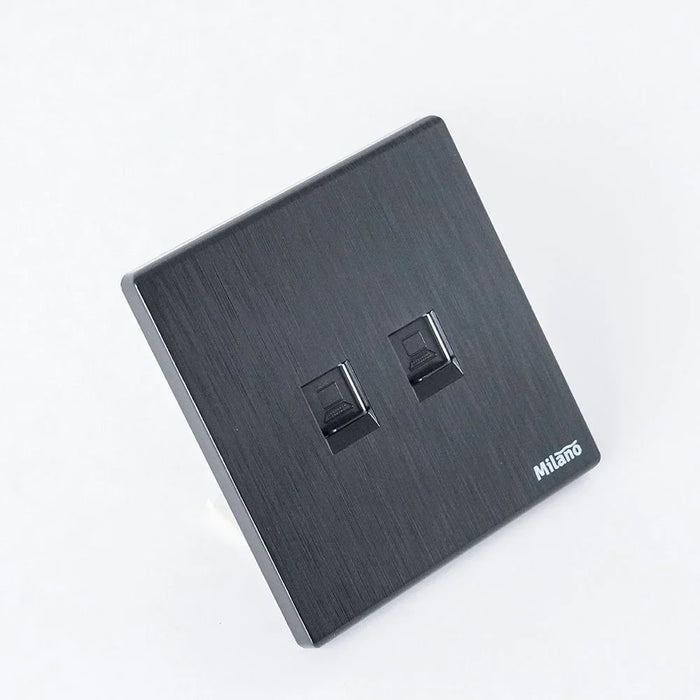 Milano Dual Data Outlet Network Socket Insert Keystone Jack Faceplate For Home Appliances Computers Telephones Blk