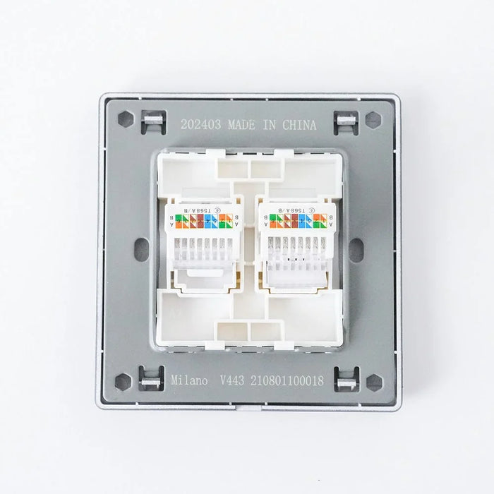 Milano Dual Data Outlet Network Socket Insert Keystone Jack Faceplate For Home Appliances Computers Telephones Blk