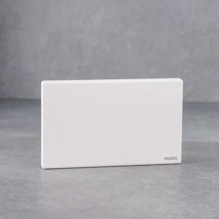 Milano Blank Plate 3X6 Aura Switch - Fire Retardant PC Material, Brushed White Finish, Durable Silver Point Red Copper, Phosphor Copper, 25 Years Warranty - Electrical Switches & Sockets