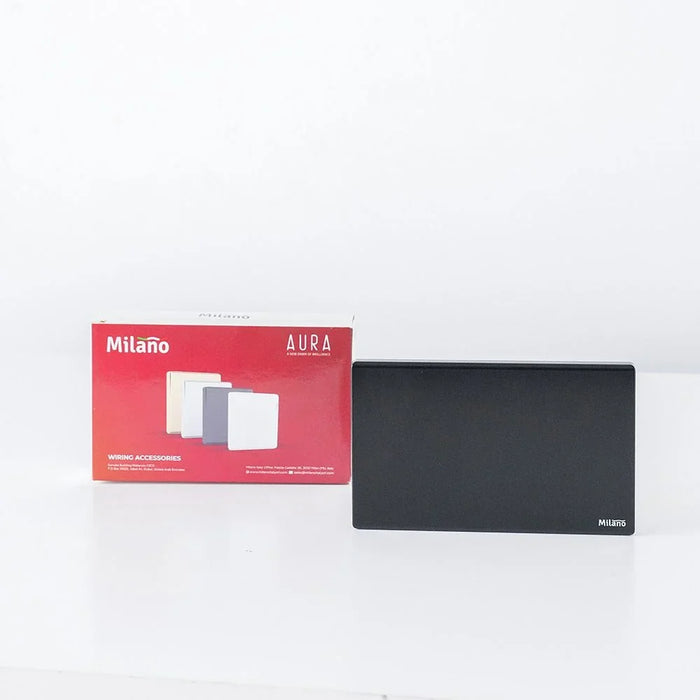 Milano Blank Plate 3X6 Aura Black - Fire Retardant Electrical Switches & Sockets, Brushed Black Finish, Durable Phosphor Copper, 25 Years Warranty, High-Quality Tools for Home Electricals