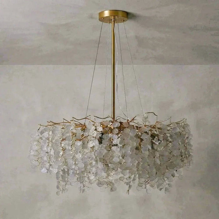 Edith Crystal Chrome Chandelier 80cm, Large Aluminium And Crystal Ceiling Light For Living Rooms