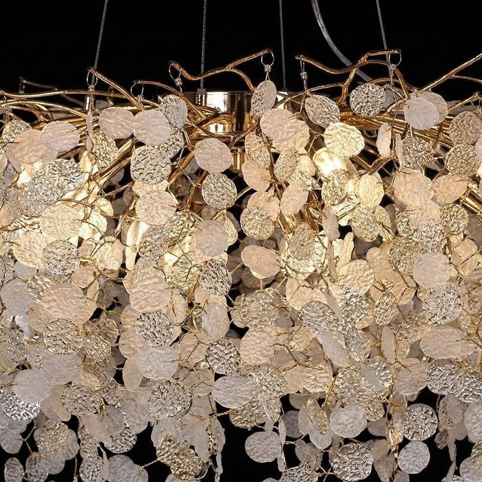 Edith Crystal Chrome Chandelier 80cm, Large Aluminium And Crystal Ceiling Light For Living Rooms