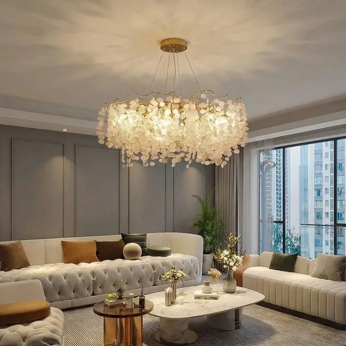 Edith Crystal Chrome Chandelier 80cm, Large Aluminium And Crystal Ceiling Light For Living Rooms