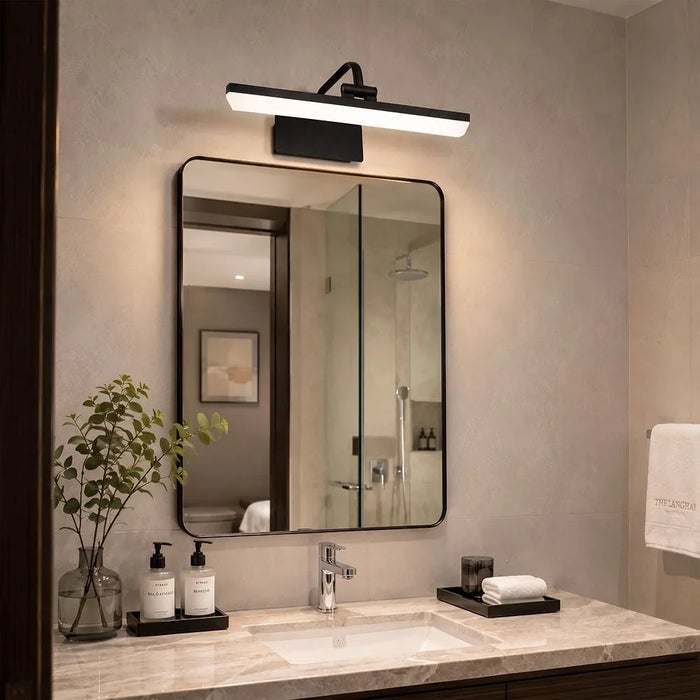 Danube Home Davinci Modern Wall Sconce Light For Wall Mirror| Indoor Wall Light With Inbuilt LED(Included)| 8W LED Lamp| Polycarbonate+Glass Frame, Black Finish - L45xW12xH20cm (1 Year Warranty)