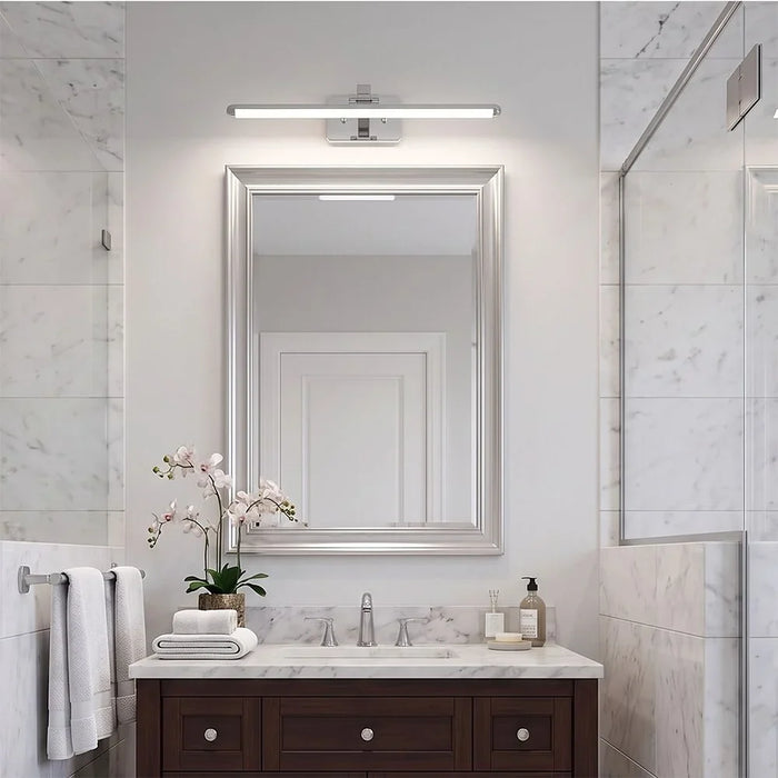 Danube Home Davinci Modern Wall Sconce Light For Wall Mirror| Indoor Wall Light With Inbuilt LED(Included)|18W LED Light| Polycarbonate+Aluminium Frame, Sandy Silver - L43xW9xH20cm (1 Year Warranty)