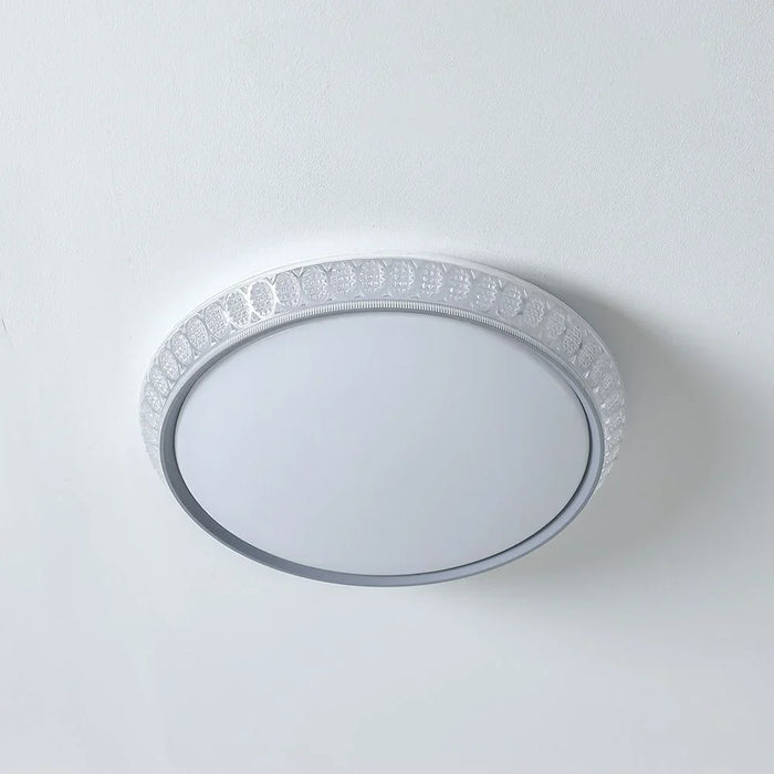 Danube Home Maha Modern Flushmount For Bed Room| Ceiling Light With Inbuilt LED| 96W Dimmable Flush Mount Light | Ceiling Lamp| L50xW50xH9cm|Round Iron Frame, White Grey (1 Year Warranty)