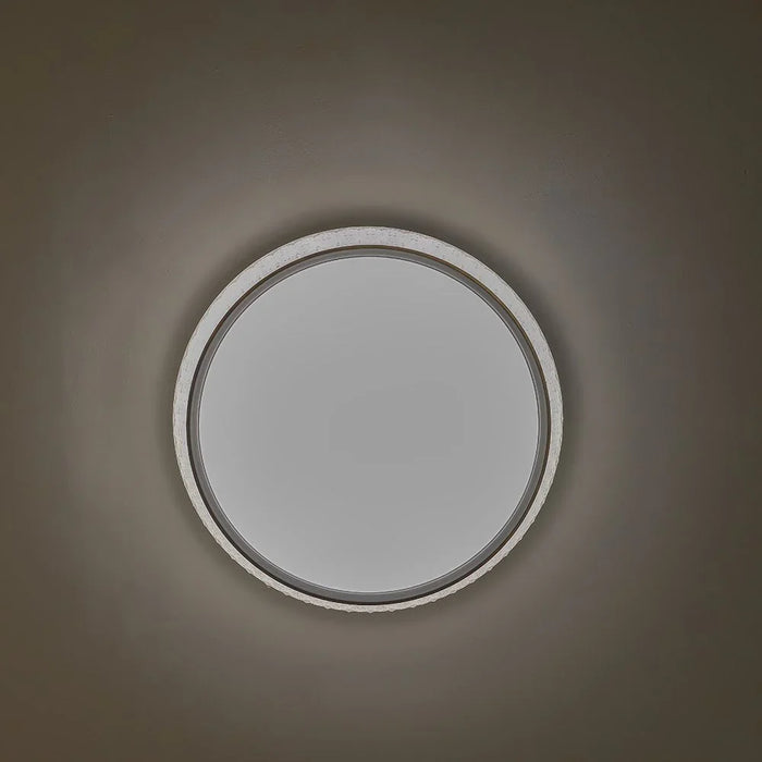 Danube Home Maha Modern Flushmount For Bed Room| Ceiling Light With Inbuilt LED| 96W Dimmable Flush Mount Light | Ceiling Lamp| L50xW50xH9cm|Round Iron Frame, White Grey (1 Year Warranty)
