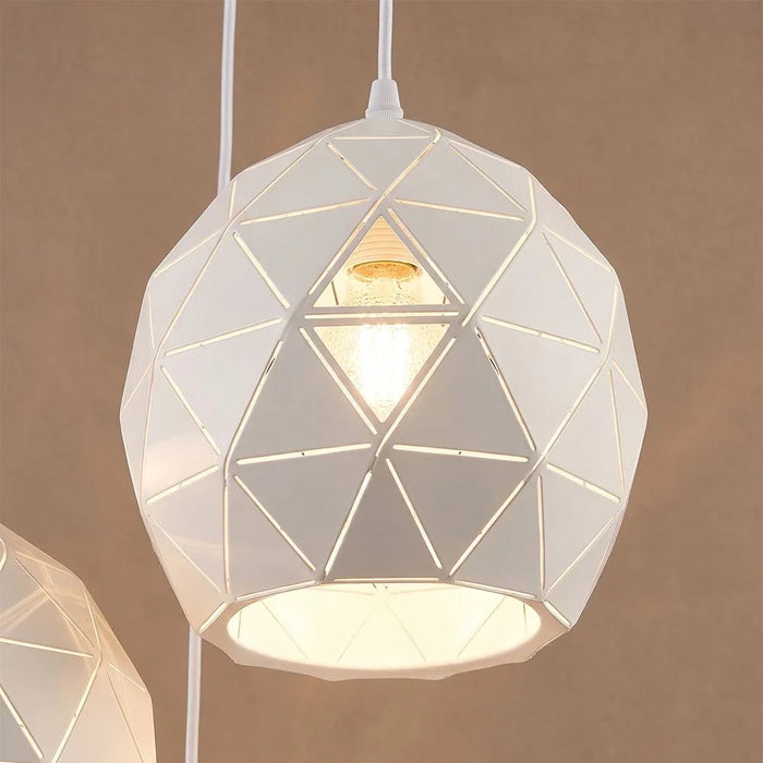 White Metal Chandelier - 3 Pendant Lights