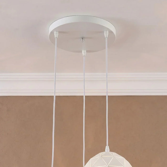 White Metal Chandelier - 3 Pendant Lights