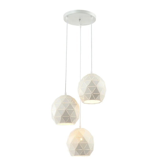 White Metal Chandelier - 3 Pendant Lights