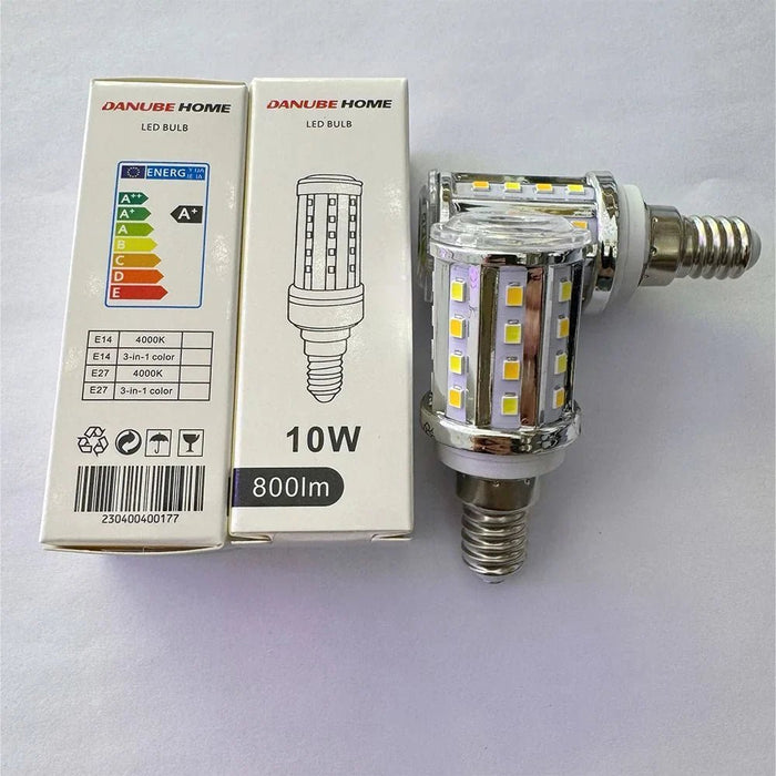 Danube Home Freesia 10 Watt - E14 LED Light Bulb For Chandeliers, Wall Lights | 3 in 1 Color Changeable Lights | Aluminum Base With Glass, Chrome Finish | 10W, AC 85-265Volt Bulb (1 Year Warranty)