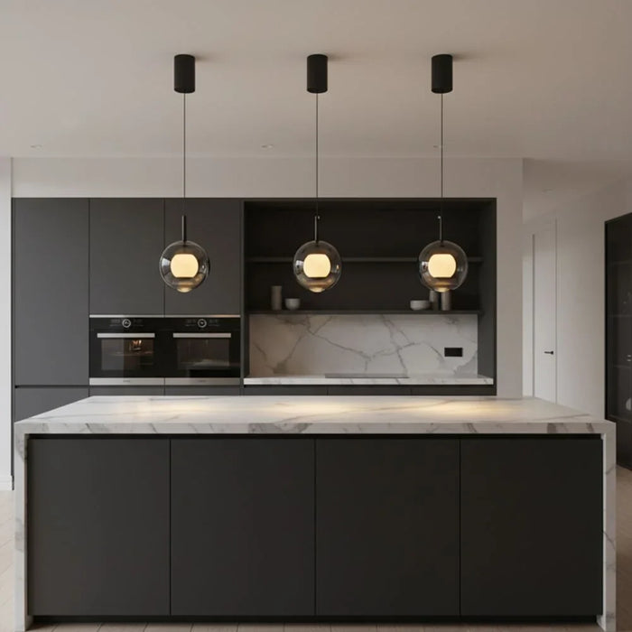 Ashton Pendant Lamp 2m Adjustable length Contemporary Pendant Lamps Hanging Lanterns Built in LED Modern Design Indoor Lighting For Dining Room Living Room L16xW16xH23cm-Smoke Grey