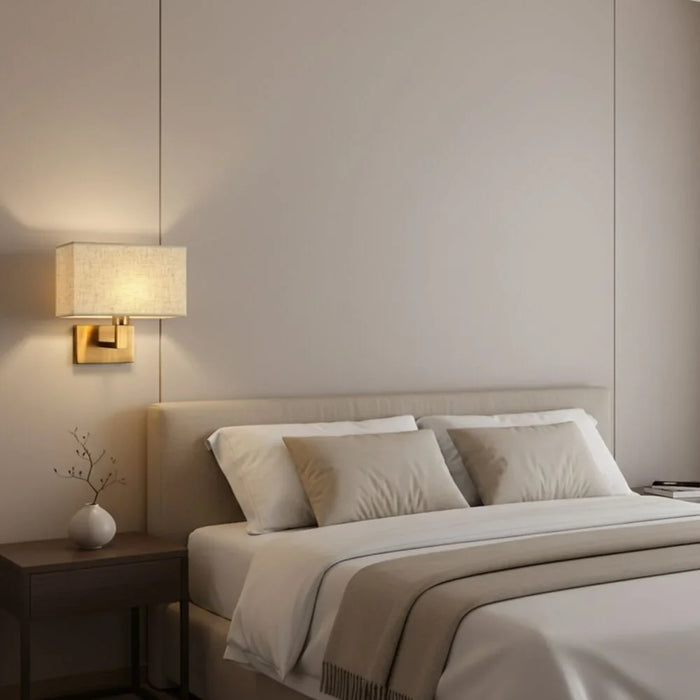Danube Home Fabria Beige Wall Lamp, Metal And Fabric E27 Indoor Wall Light For Bedroom Living Room Dining Area