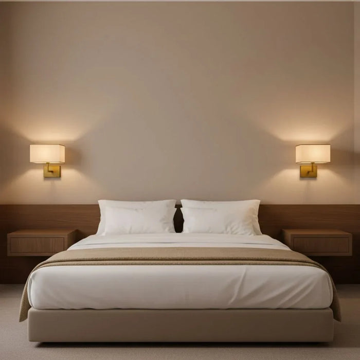 Danube Home Fabria Beige Wall Lamp, Metal And Fabric E27 Indoor Wall Light For Bedroom Living Room Dining Area