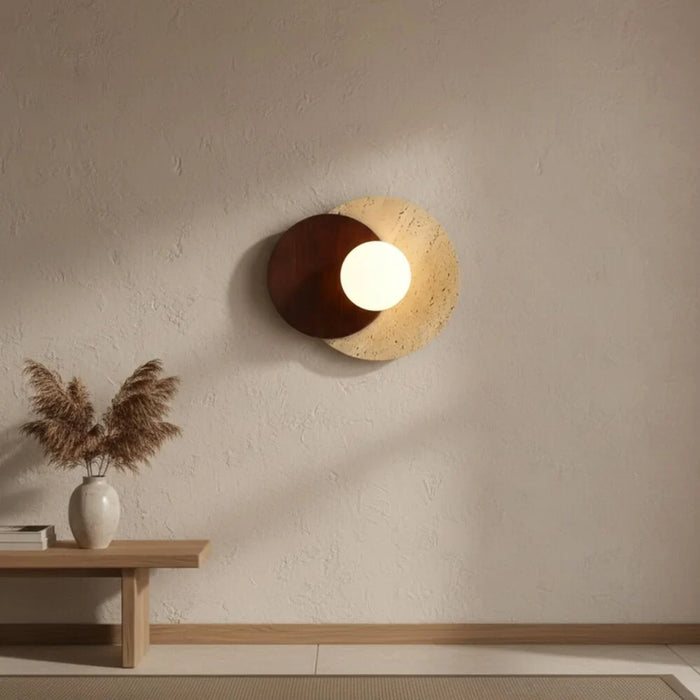 Lyra Travertine Wall Lamp Contemporary Indoor Wall Lamps Wall Mounted Lanterns G9 Modern Design Indoor Lighting For Bedroom Dining Living Room L25xW25xH25cm-White Brown
