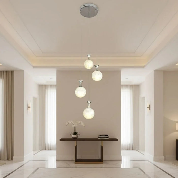 Sienna Pendant Lamp 2m Adjustable White Silver Hanging Ceiling Light