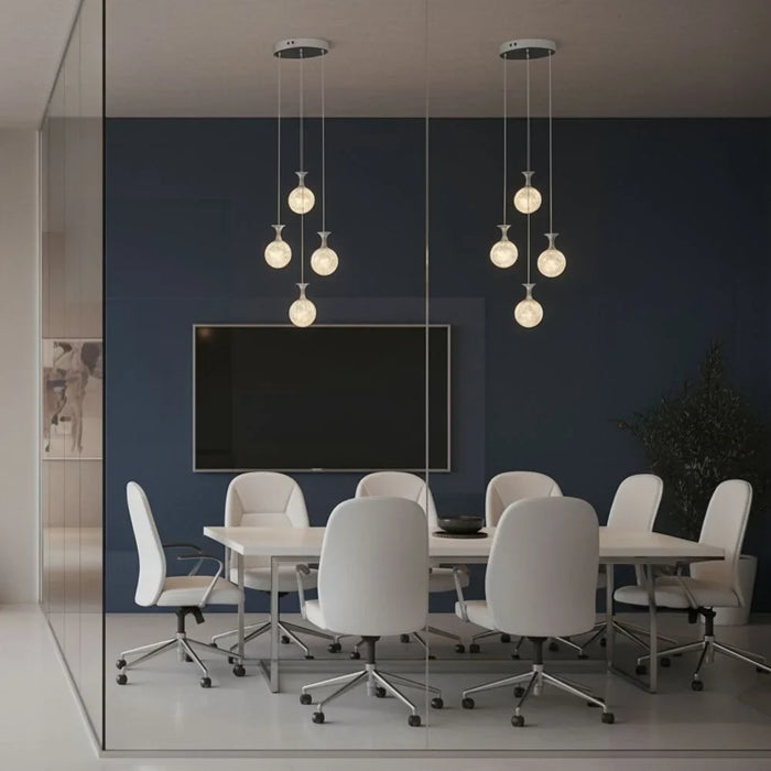 Sienna Pendant Lamp 2m Adjustable White Silver Hanging Ceiling Light