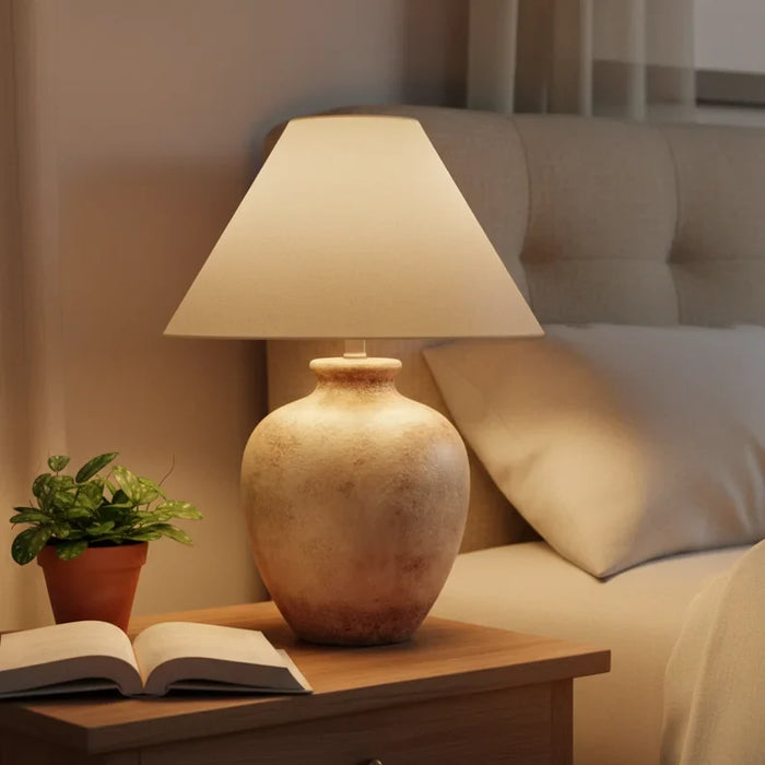 Antik Ceramic Table Lamp - Cream - For Bedroom