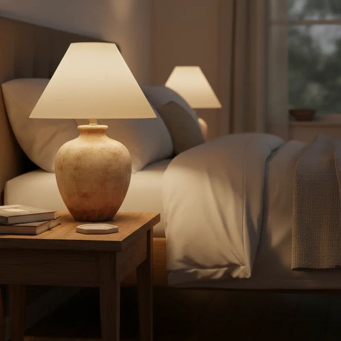 Antik Ceramic Table Lamp - Cream - For Bedroom