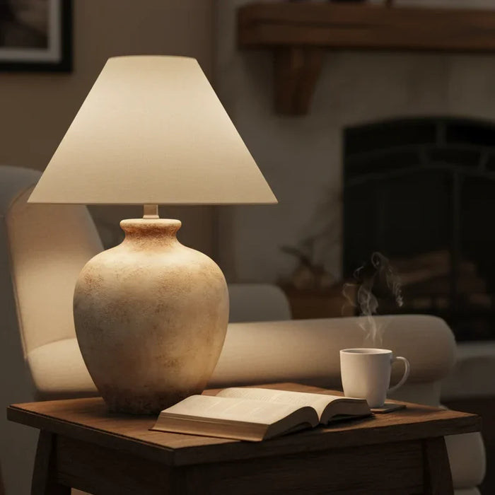 Antik Ceramic Table Lamp - Cream - For Bedroom