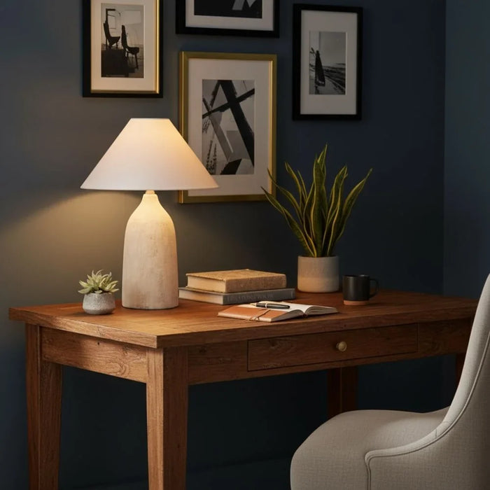 Travis Table Lamp - Beige Ceramic - Decorative Finish