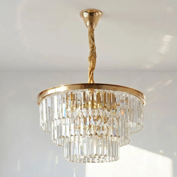 Aura 18 Lights Crystal Chandelier 100cm Contemporary Pendant Lamps Hanging Lanterns E14 Bulb Base Modern Design Indoor Lighting For Living Room L100xW100xH181cm-Gold