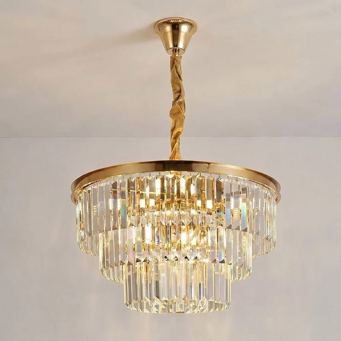 Aura 18 Lights Crystal Chandelier 100cm Contemporary Pendant Lamps Hanging Lanterns E14 Bulb Base Modern Design Indoor Lighting For Living Room L100xW100xH181cm-Gold