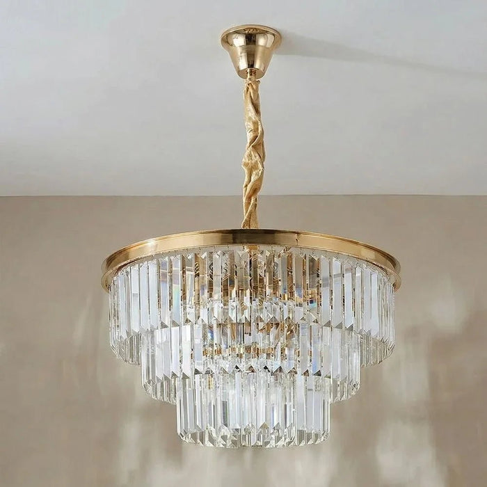 Aura 18 Lights Crystal Chandelier 100cm Contemporary Pendant Lamps Hanging Lanterns E14 Bulb Base Modern Design Indoor Lighting For Living Room L100xW100xH181cm-Gold