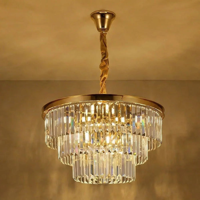 Aura 18 Lights Crystal Chandelier 100cm Contemporary Pendant Lamps Hanging Lanterns E14 Bulb Base Modern Design Indoor Lighting For Living Room L100xW100xH181cm-Gold