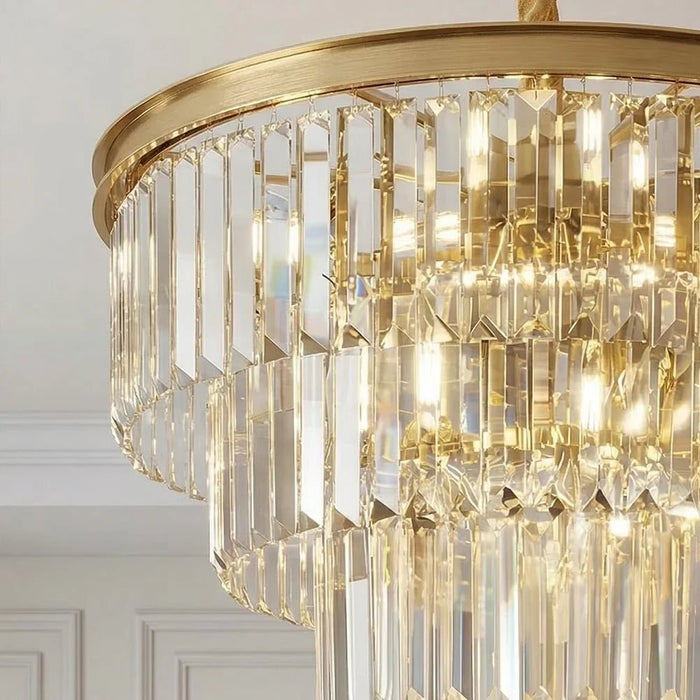 Aura 18 Lights Crystal Chandelier 100cm Contemporary Pendant Lamps Hanging Lanterns E14 Bulb Base Modern Design Indoor Lighting For Living Room L100xW100xH181cm-Gold