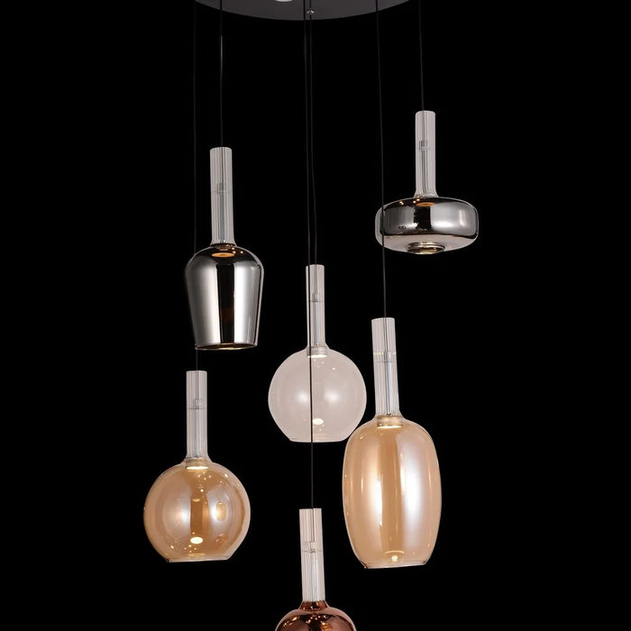 Hazel 6pc Set Pendant Lamp Contemporary Pendant Lamps Hanging Lanterns Built in LED Modern Design Indoor Lighting For Dining Room Living Room L60xW60xH145cm-Multi Color
