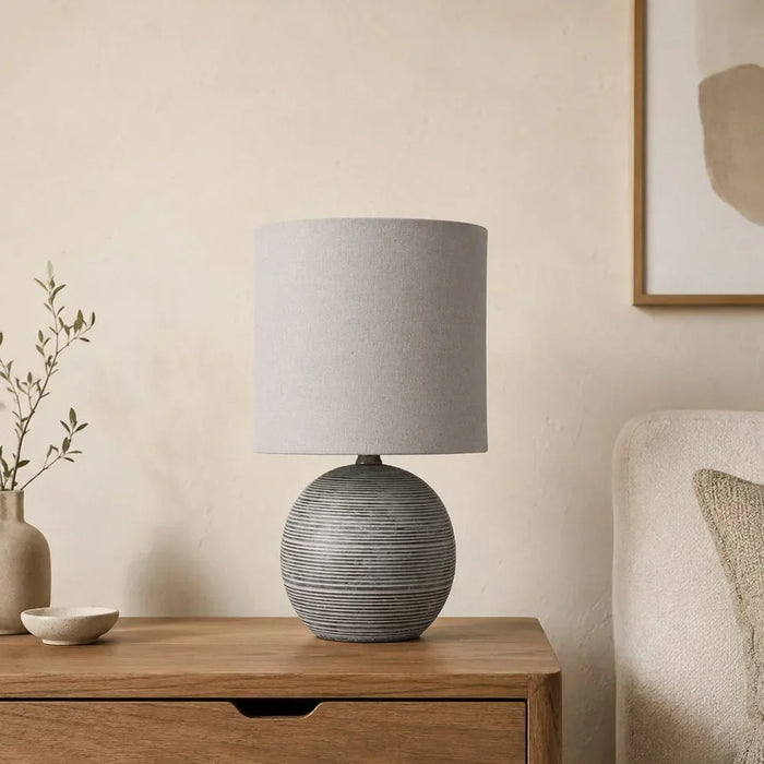 Mosaic Ceramic Table Lamp 35cm, Grey, Ceramic with Linen, Ceramic Table Lamp For Bedroom Living Room, With 2 Years Warranty