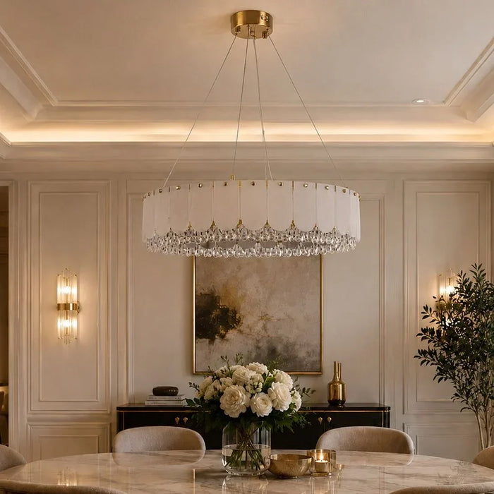 Lucia LED Chandelier - White & Gold - 60 cm