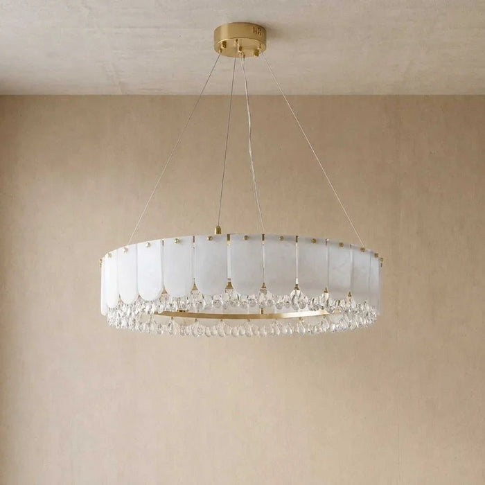 Lucia LED Chandelier - White & Gold - 80 cm