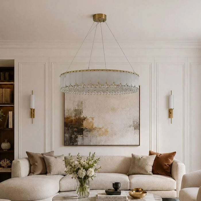 Lucia LED Chandelier - White & Gold - 80 cm