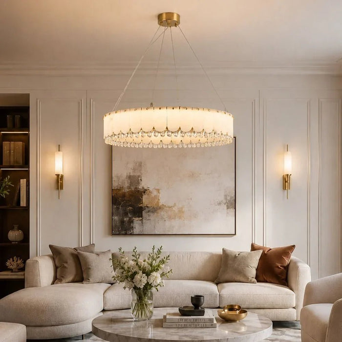 Lucia LED Chandelier - White & Gold - 80 cm