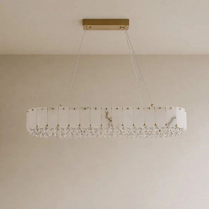 Lucia LED Chandelier - Marble & Crystal - White & Gold