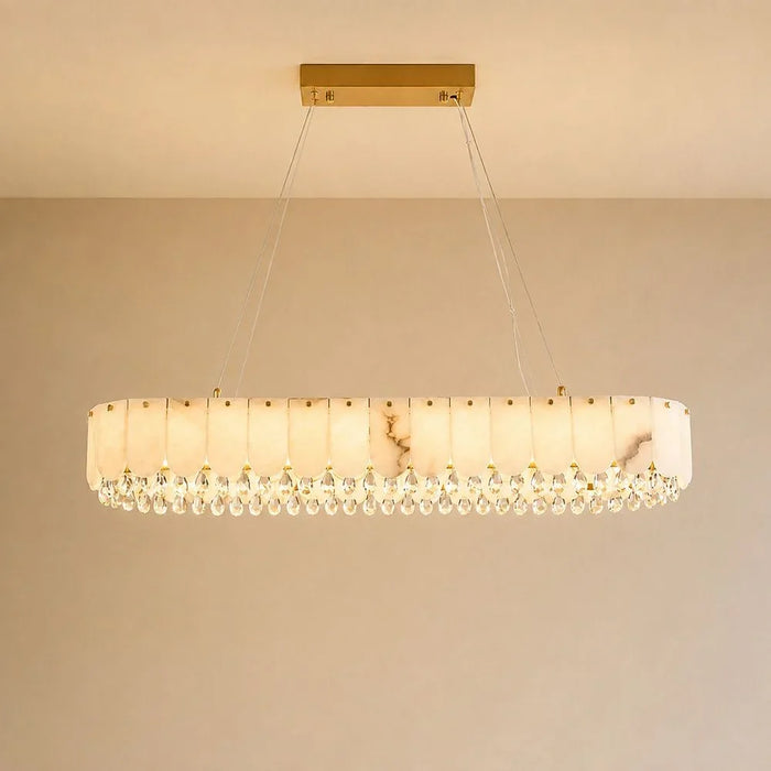 Lucia LED Chandelier - Marble & Crystal - White & Gold