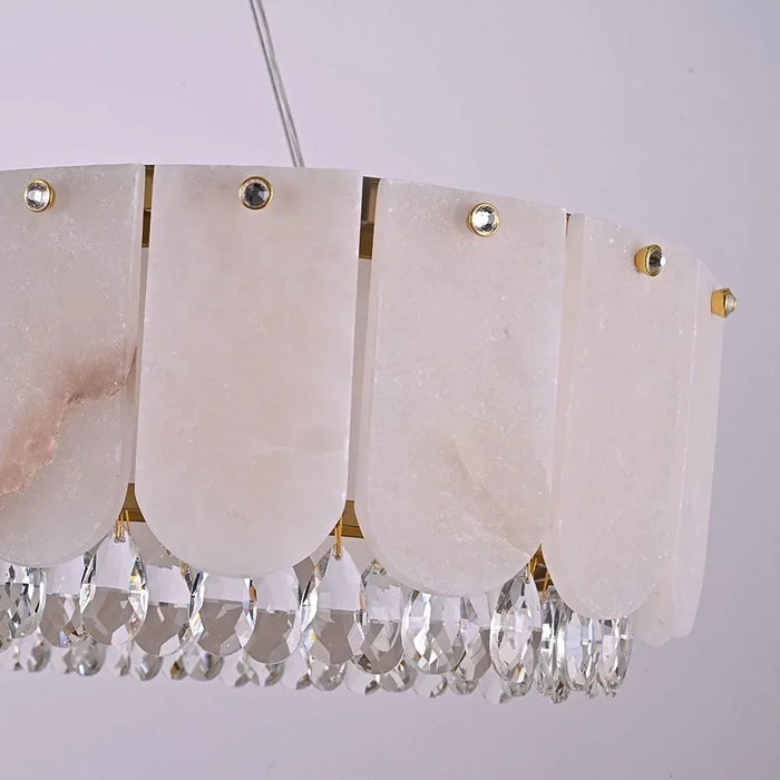 Lucia LED Chandelier - Marble & Crystal - White & Gold