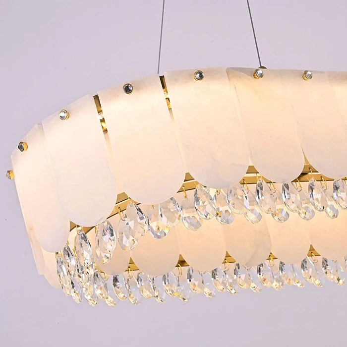 Lucia LED Chandelier - Marble & Crystal - White & Gold