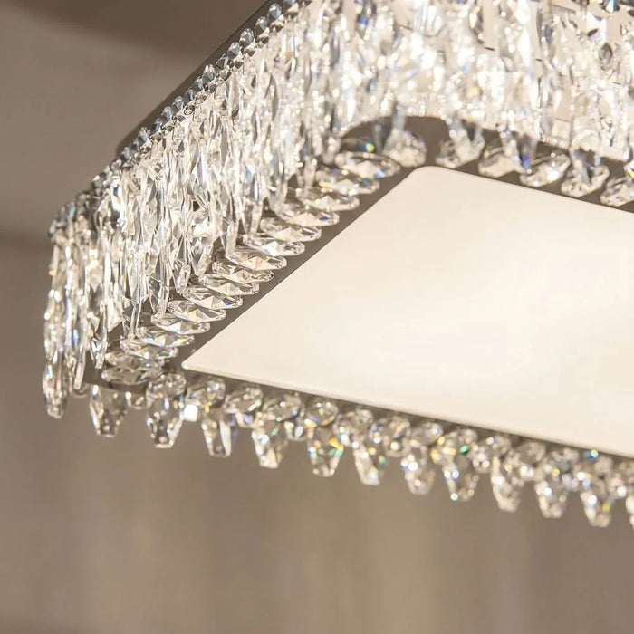 Danube Home Nasrin Chrome LED Ceiling Lamp 110cm, Acrylic And Stainless Steel Flushmount For Modern Indoor Lighting