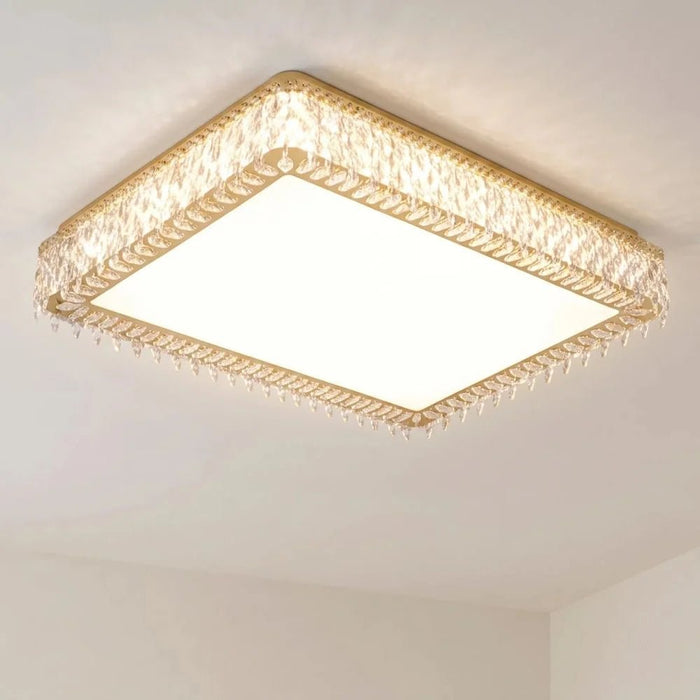 Nasrin LED Ceiling Lamp Gold 110cm, Acrylic And Stainless Steel Ceiling Light For Indoor Rooms