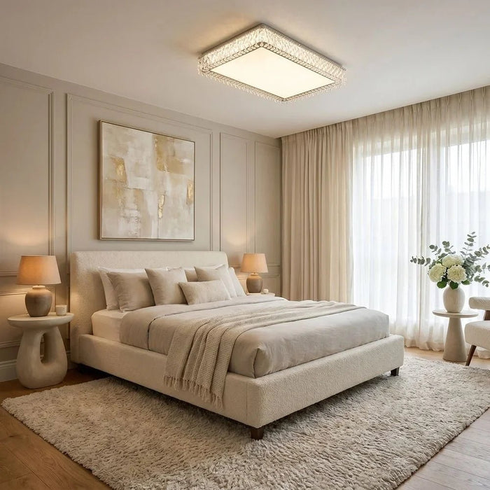 Nasrin LED Ceiling Lamp Gold 110cm, Acrylic And Stainless Steel Ceiling Light For Indoor Rooms