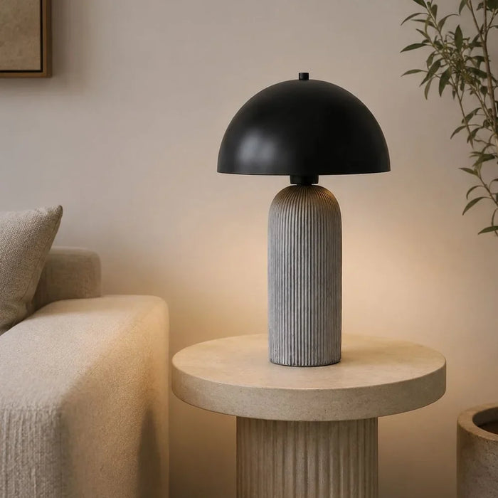 Zora Ceramic Table Lamp - Black - 35Cm