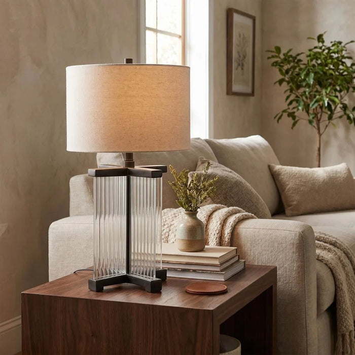 Quartz Glass Table Lamp - Black - For Bedroom