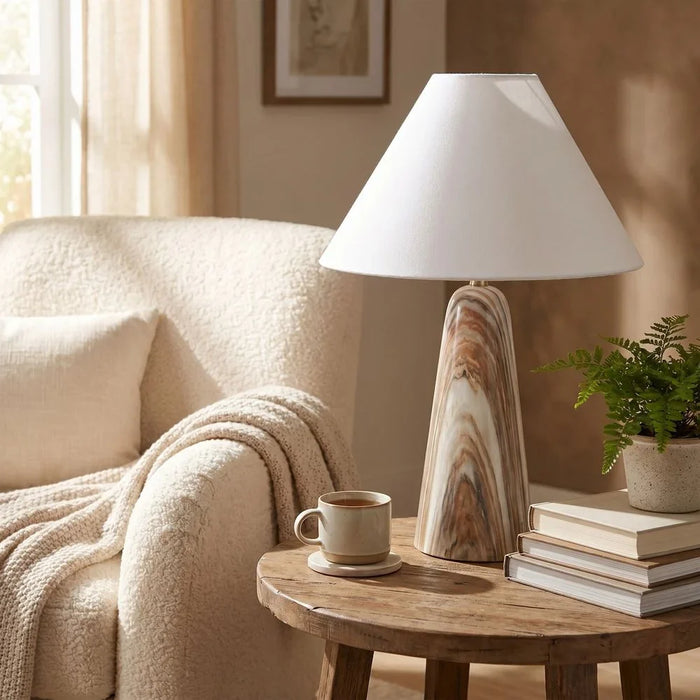 Rosso Marble Table Lamp - Brown - 47cm