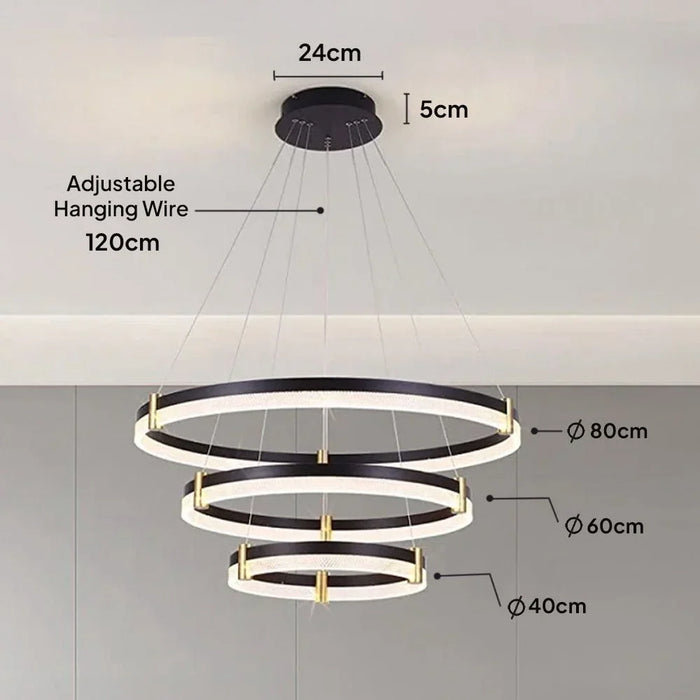Cales LED Chandelier - Black Iron - 80cm